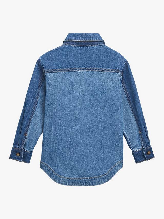 Детская куртка-рубашка из денима в стиле пэчворк Whistles, Denim Blue — фото 2