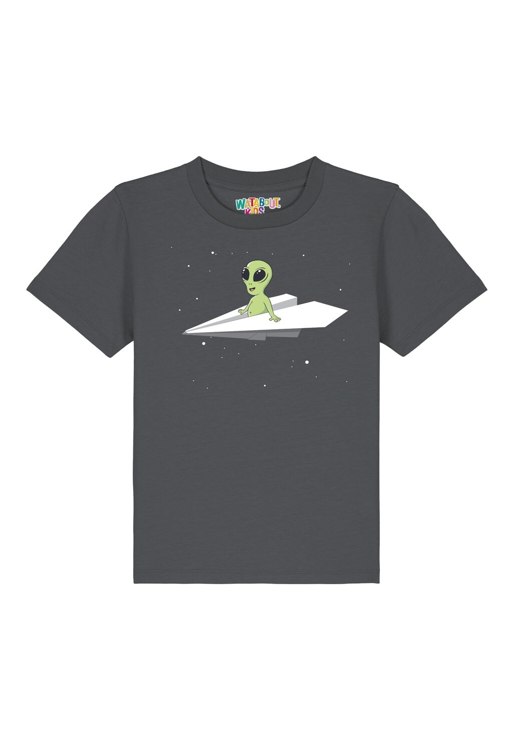 Принт на футболке Alien On A Paper Plane watapparel, антрацит — фото 2