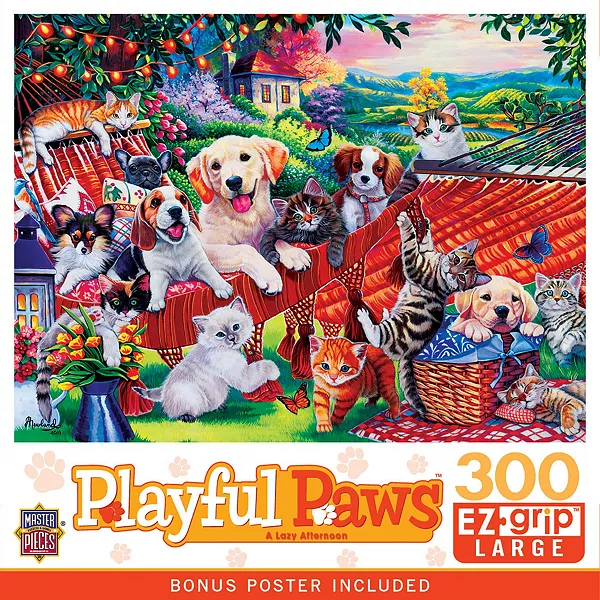 

Шедевры игривых лапок — ленивый вечерний пазл из 300 деталей EZ Grip Masterpieces Puzzles, multicolor