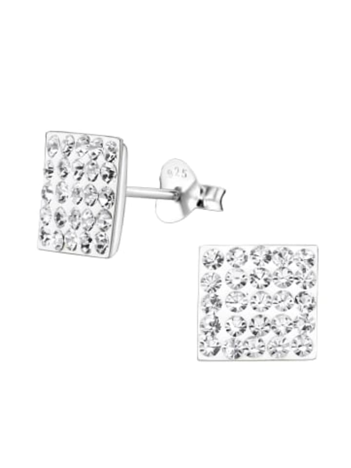 

Alexander York Квадратные серьги-гвоздики с белыми кристаллами, 8 мм, из серебра 925 пробы, комплект из 2 штук