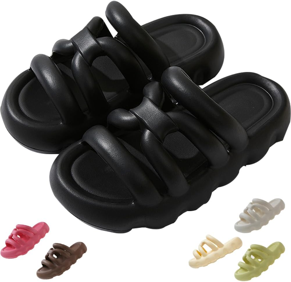 

Домашние тапочки VSIUEXI Cloud Slippers для женщин и мужчин, Нескользящие быстросохнущие сандалии для душа, Толстая подошва, Для дома и улицы, черный
