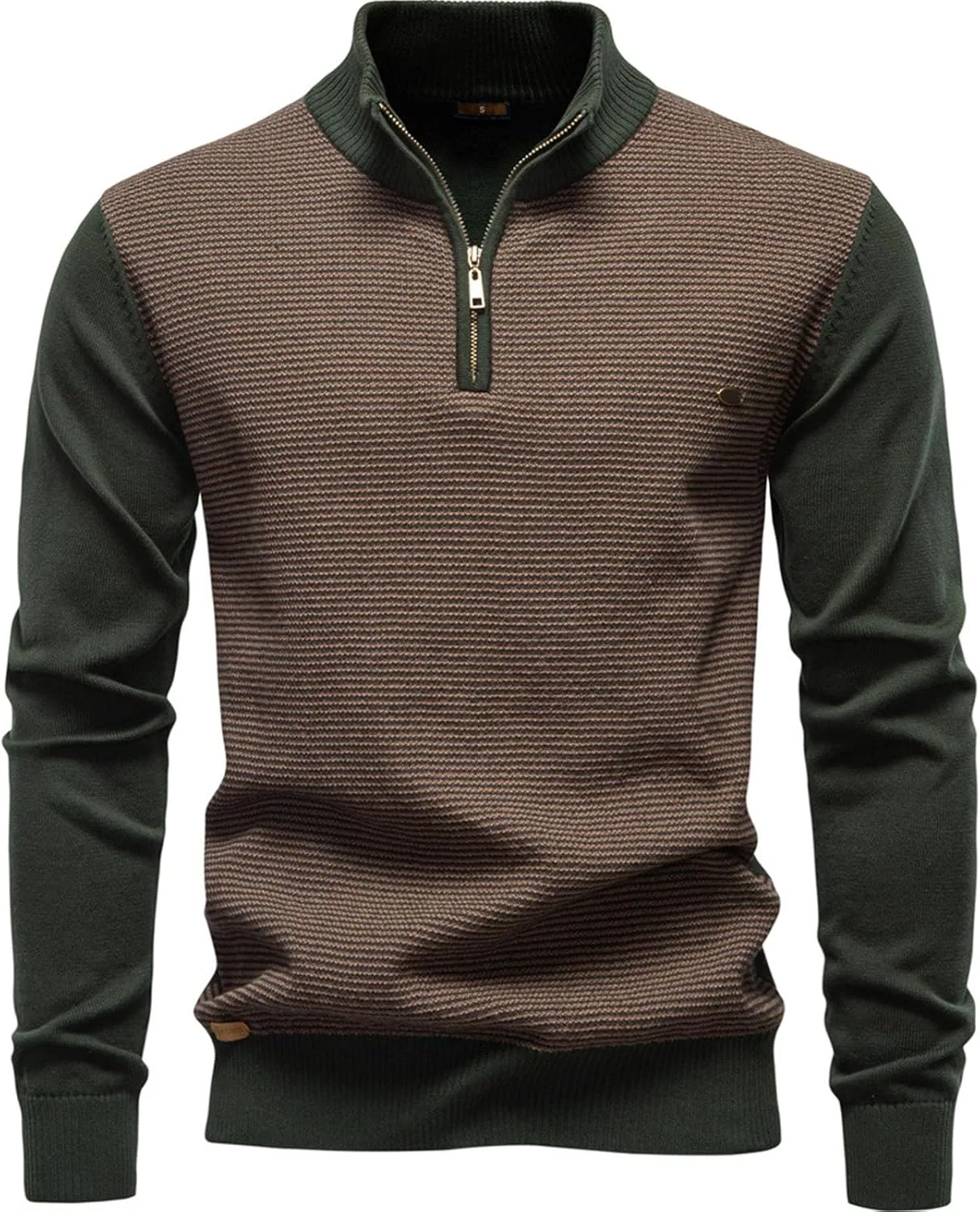 

Мужской пуловер с четвертью молнии Slim Fit Mock Neck легкий вязаный