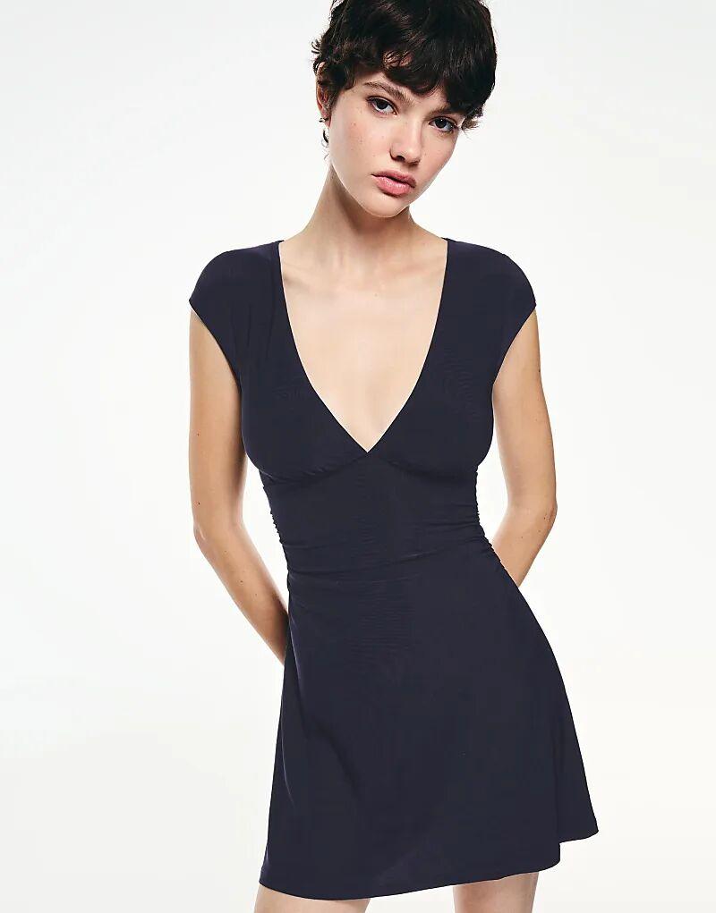 

Мини-платье Bershka Gathered синего цвета
