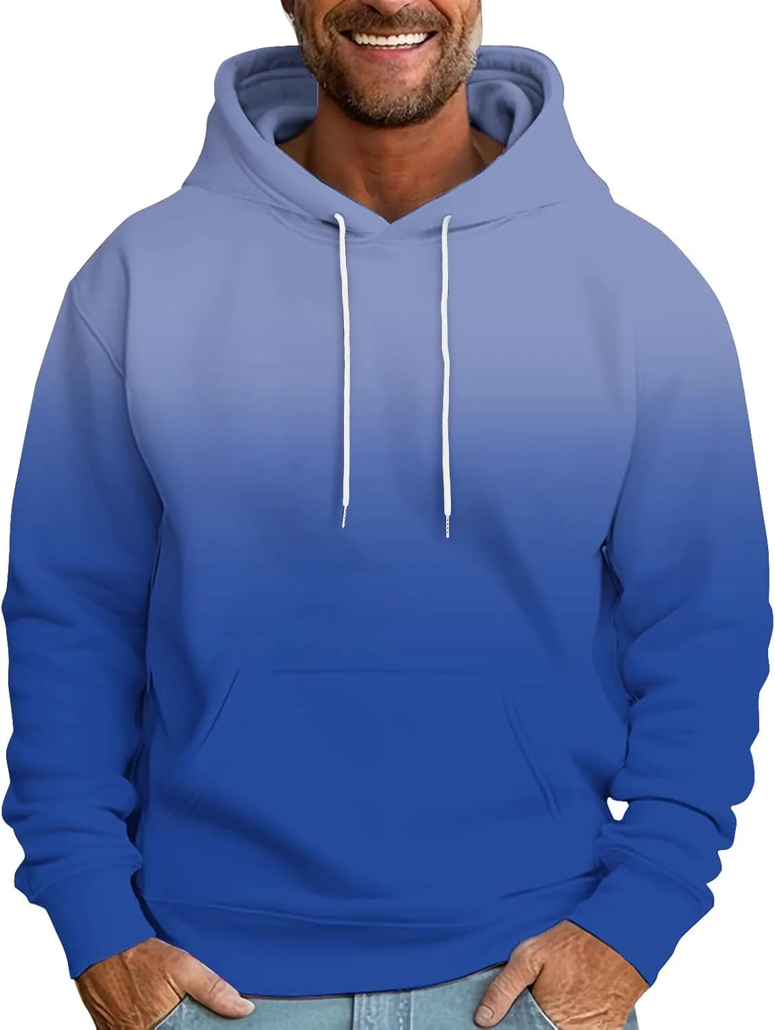 

Мужская худи с капюшоном на шнурке, оверсайз, градиент QUNPIU