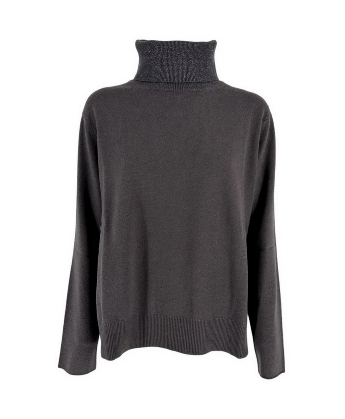 

Серый свитер с высоким воротником из люрекса Fabiana Filippi, серый