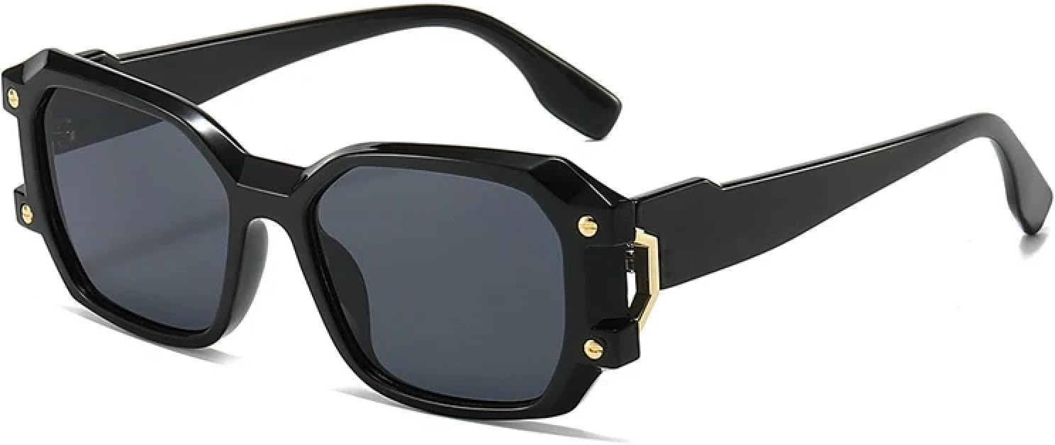 

Модные двухцветные женские солнцезащитные очки в стиле ретро с заклепками, модные мужские солнцезащитные очки с уникальным дизайном и защитой от УФ-излучения UV400 TVTBBVV, Black Grey