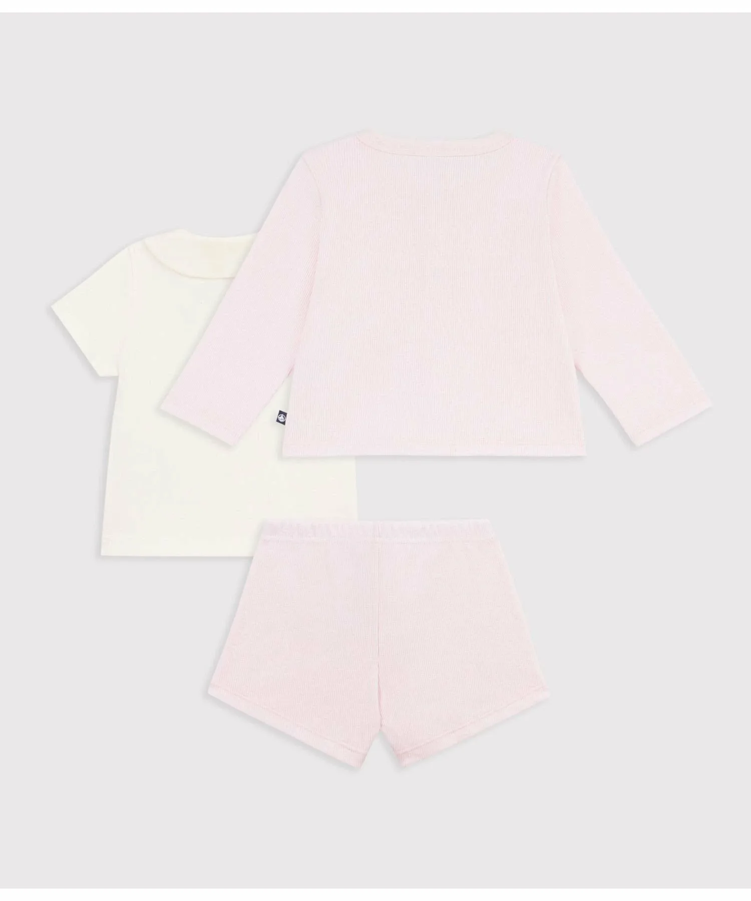Детский хлопковый комплект из 3 предметов PETIT BATEAU, Light Pink — фото 3