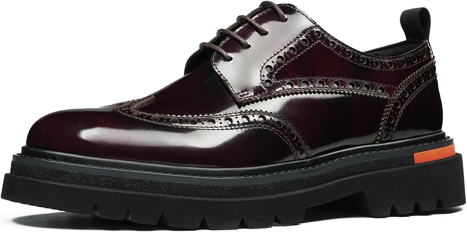 

Мужские классические туфли Дерби, верх из натуральной кожи, крылатый носок, дизайн в стиле броуг, деловые и повседневные, модель 66301 Windhana, Claret