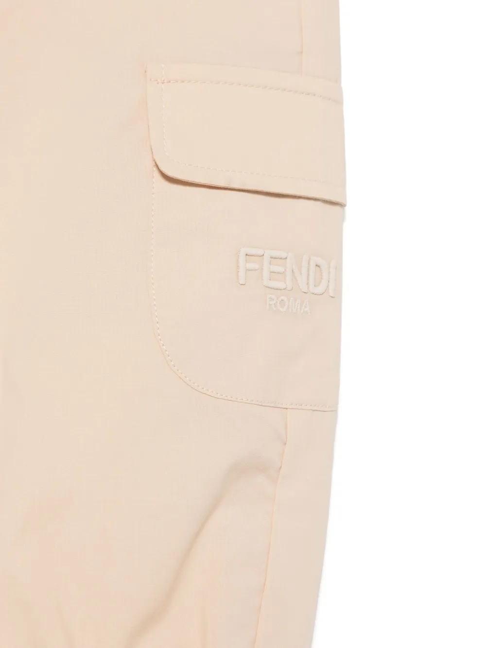Брюки с вышитым логотипом FENDI KIDS, нейтральный — фото 3