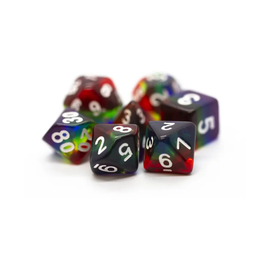 

Набор Poly Set Translucent Rainbow с белым (7), Acrylic-Resin Dice - Gradient