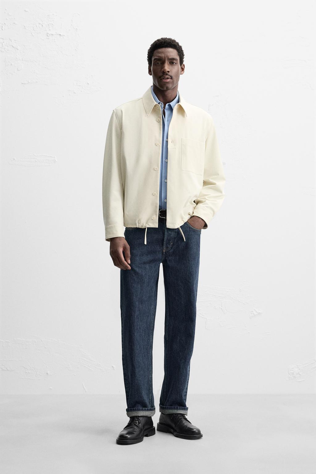 

Верхняя рубашка из смеси вискозы ZARA, экрю