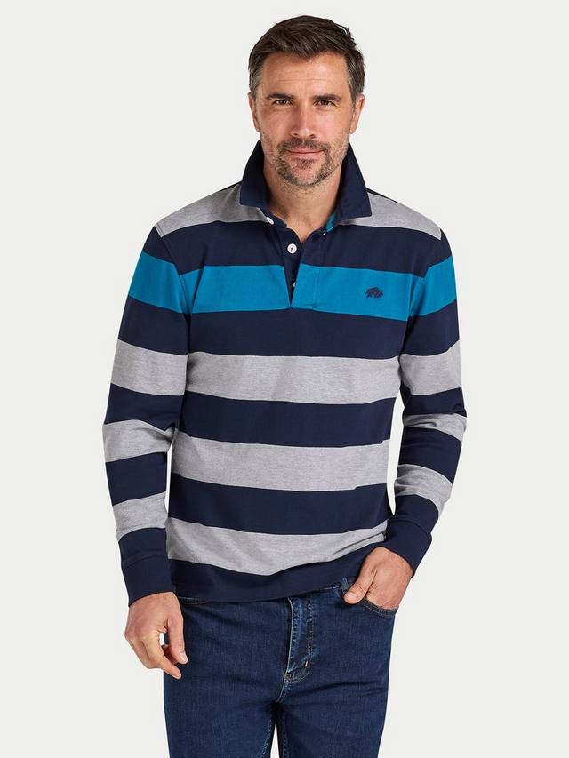 

Длинный рубашка регби с контрастной полосой на груди Raging Bull, Cobalt