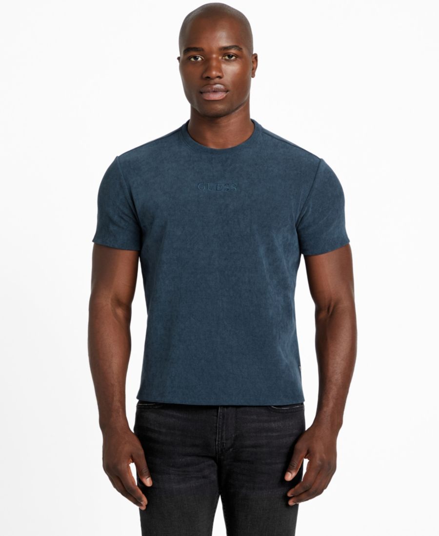 

Мужская футболка прямого кроя из ребристой вязки с вышитым логотипом GUESS, Moonlit Night Multi