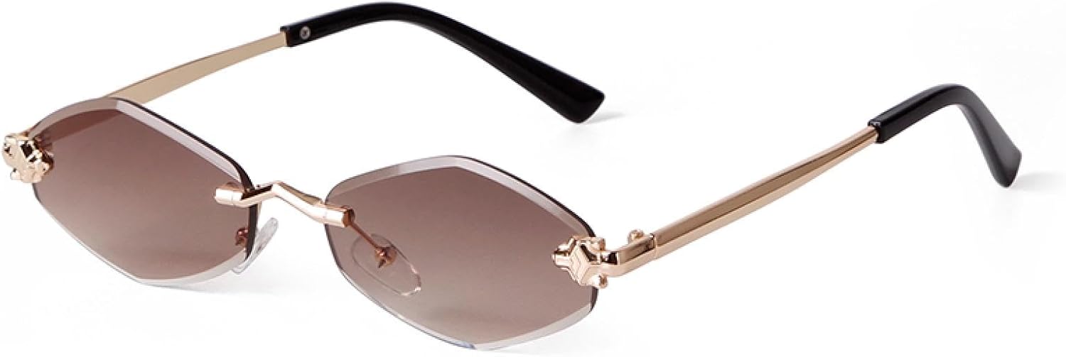 

Модные солнцезащитные очки без оправы с заклепками для женщин, роскошные солнцезащитные очки для мужчин, без оправы с металлическими тонкими дужками, защита от УФ-излучения TKKTLLT, C3