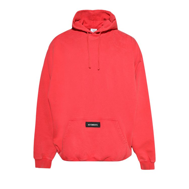 

Худи Vetements Woven Label Logo Hoodie Red, красный