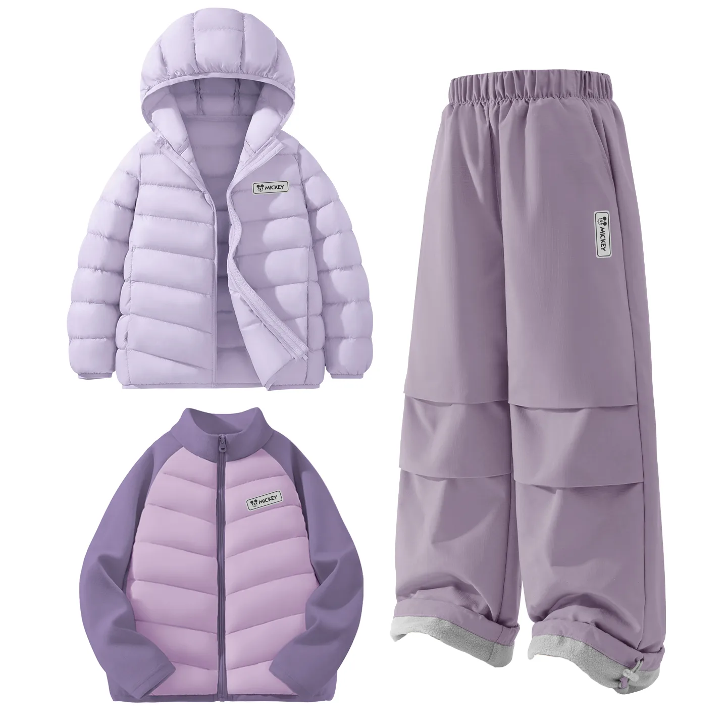 Детский спортивный костюм с круглым вырезом Disney, [Thickened and Fleece-Lined 3 Pack]DiH Square Hook-and-Loop K Taro Purple+DiH Square Hook-and-Loop K Black+DiH Square Hook-and-Loop K Purple — фото 3