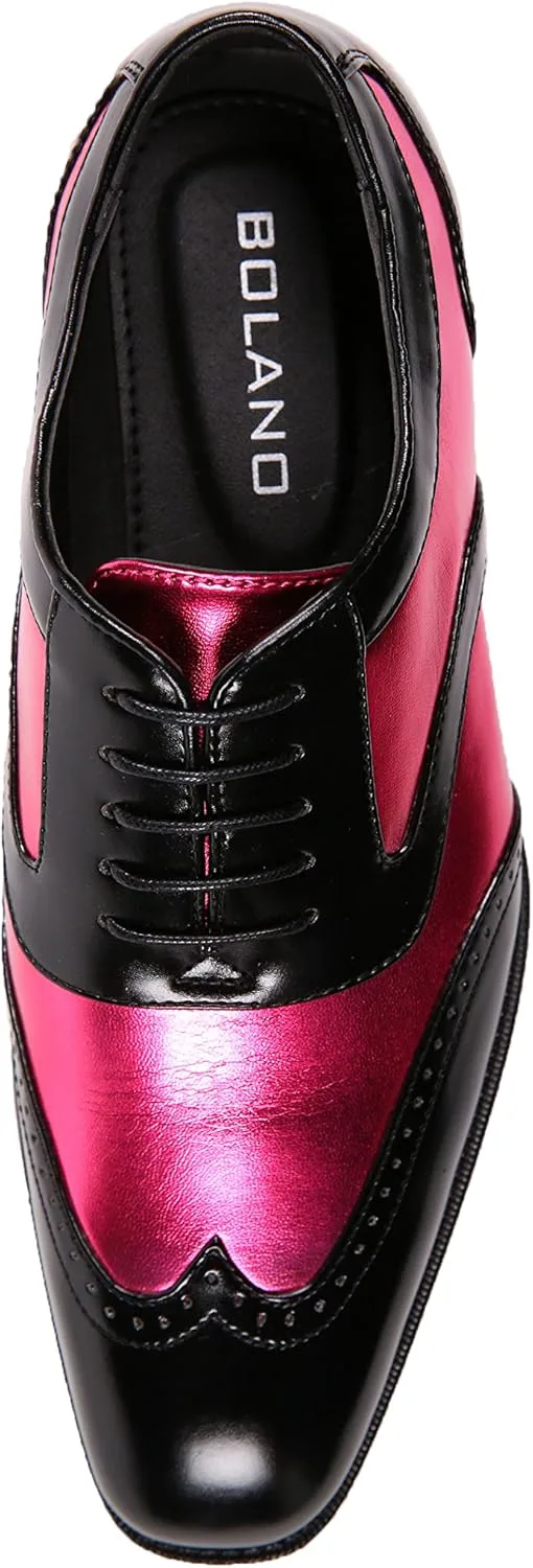 

Болано Лоусон, оксфорды с крыльями для мужчин, двухцветные и блестящие металлические оксфорды, мужские формальные туфли к смокингу Bolano, фуксия