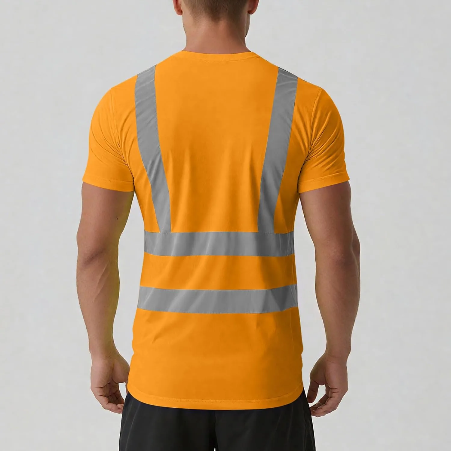Футболка с коротким рукавом для мужчин, High Visibility, с отражающими полосами и карманами — фото 4