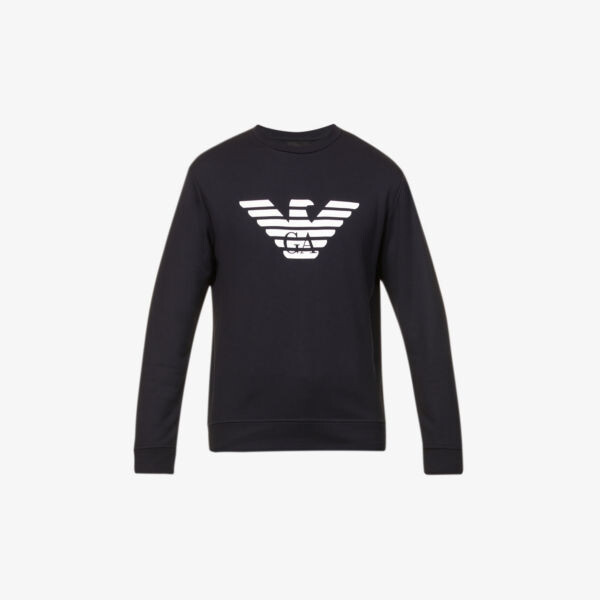 

Толстовка из джерси с логотипом Eagle Emporio Armani, темно-синий