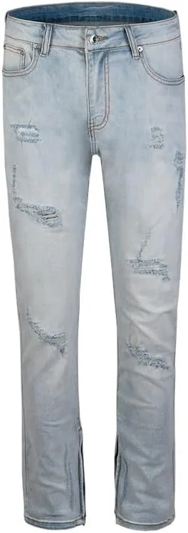 

Узкие джинсы с молнией на подоле Unisex Distressed Washed GSGRTYJIO