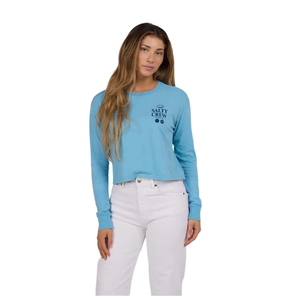 

Лонгслив Salty Crew Sip & sea crop, синий