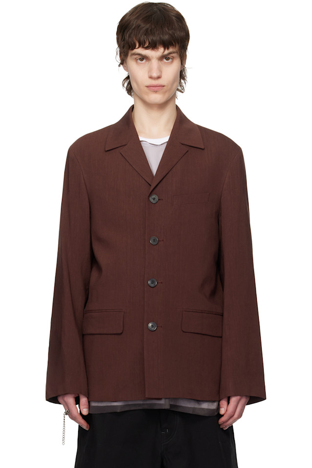 

Пиджак с вырезными лацканами Dries Van Noten, цвет rust