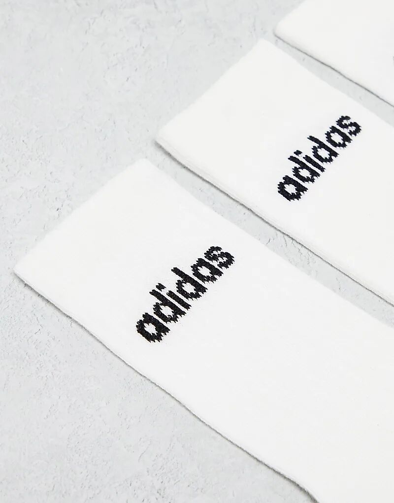 Набор из 3 пар носков Adidas Training Linear Logo Crew белого цвета — фото 2