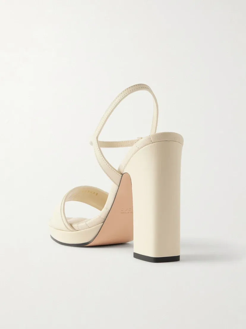 Сандалии на платформе с кожаной отделкой GUCCI, белый — фото 3