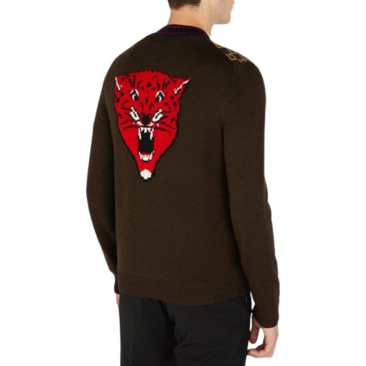 Кардиган Gucci Square G Tiger Knit Cardigan 'Brown' 522543-X9U22-2097, коричневый — фото 4