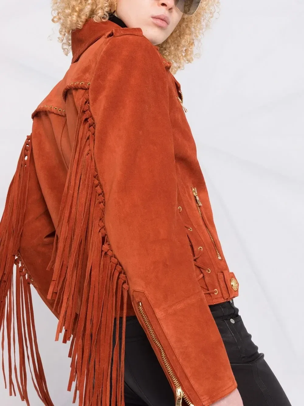 Байкерская куртка из коллаборации с Netflix Balmain, оранжевый — фото 3