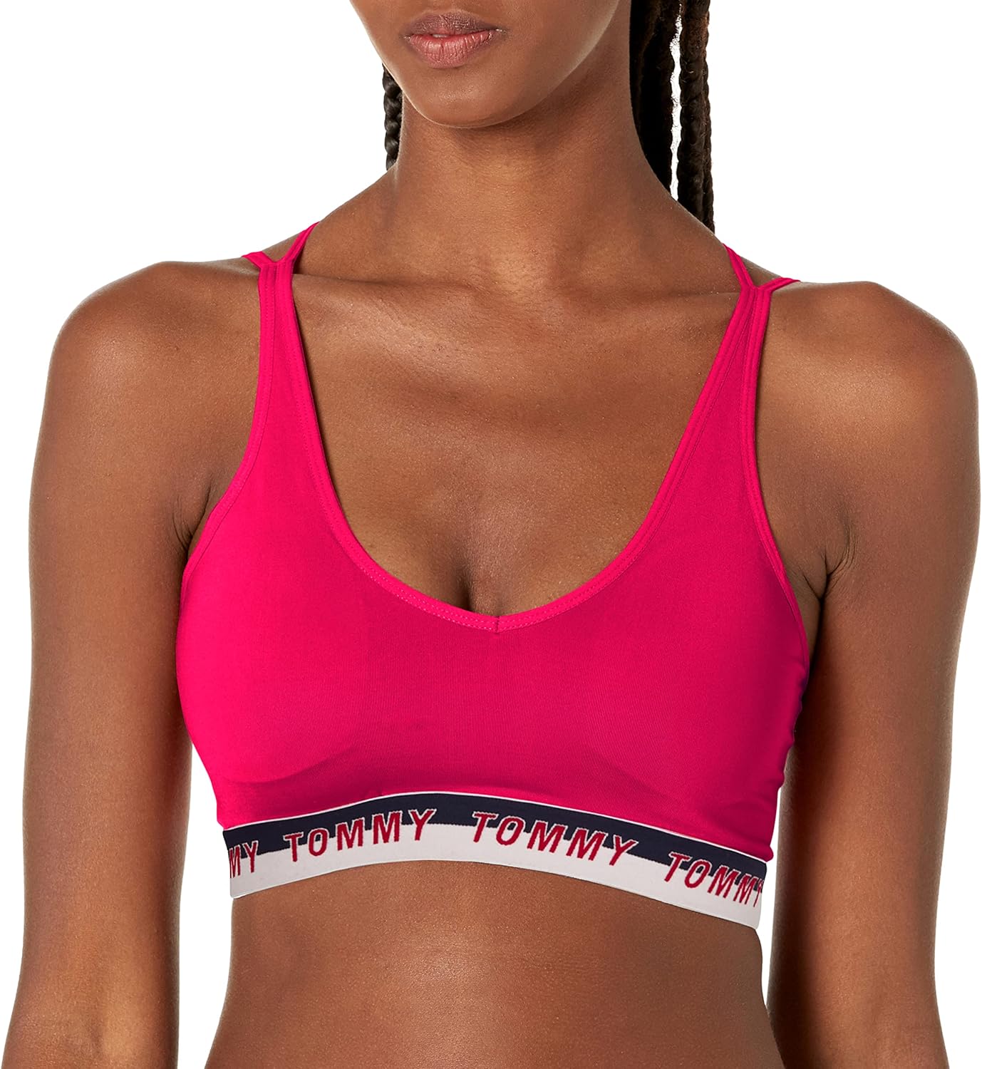 

Женский спортивный бюстгальтер с эластичной резинкой и логотипом Tommy Hilfiger, Electric Magenta