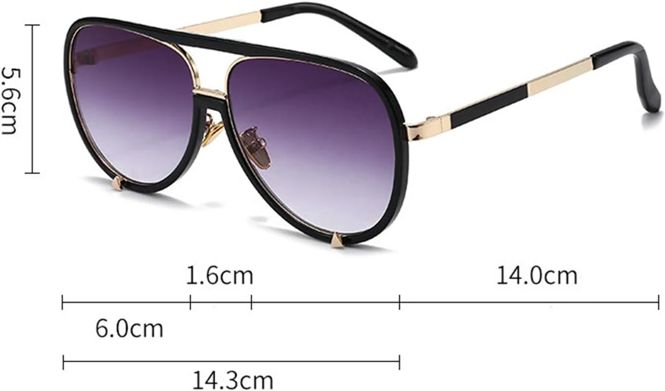 

Модные солнцезащитные очки-пилот от Helena для женщин и мужчин, ретро-очки большого размера, круглые, винтажные, с заклепками, защита от ультрафиолета UV400, C1