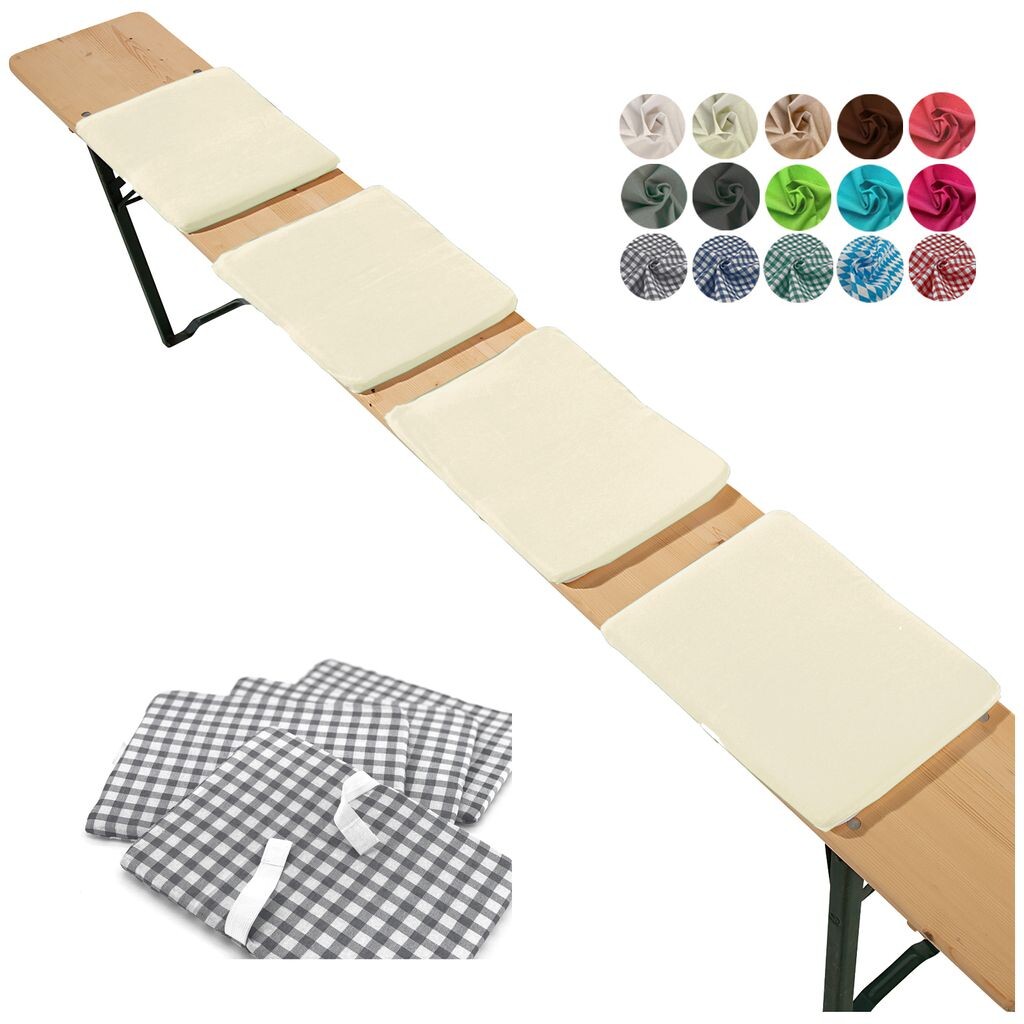 

Heimtexland Набор подушек для сидения из 4 подушек для пивной скамейки Набор для пивной палатки Садовая декоративная подушка Тип 859 Экрю, бежевый