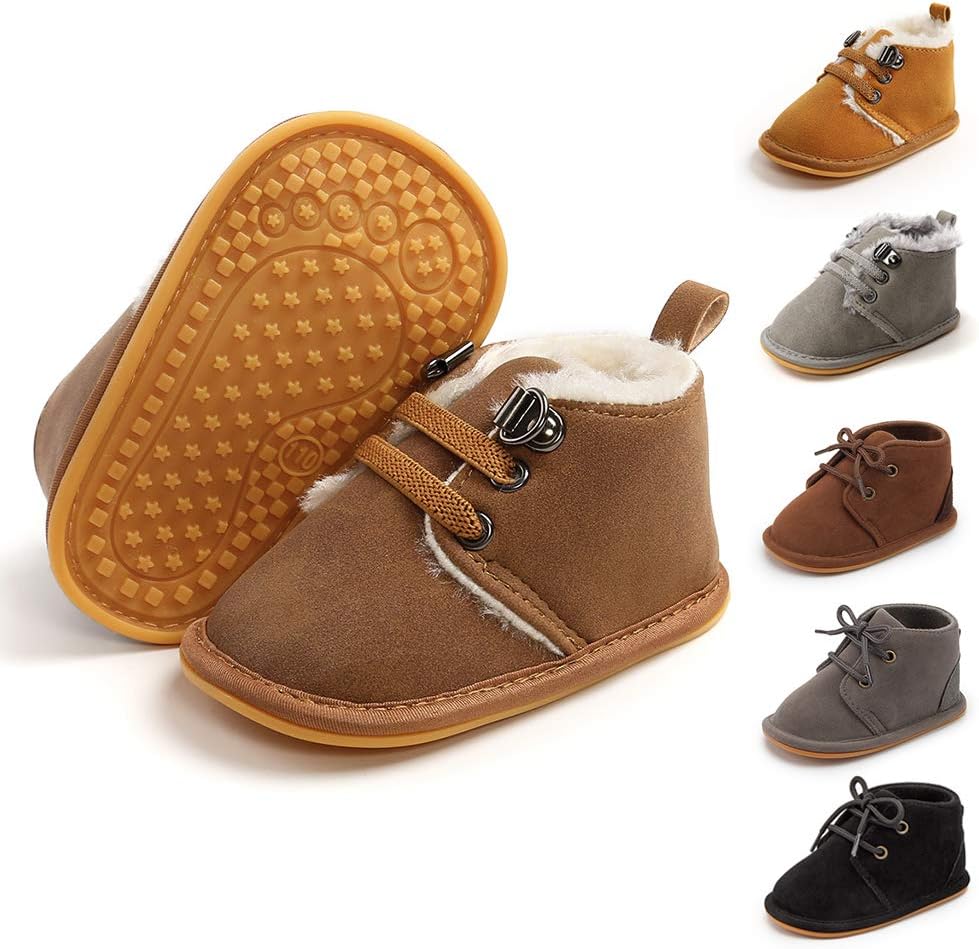 

Пинетки Meckior для новорожденных, универсальные для девочек и мальчиков, бархатные, с резиновой противоскользящей подошвой, утепленные флисом, теплые зимние ботиночки для малышей, первые шаги, A13/Deep Brown With Elastic Band