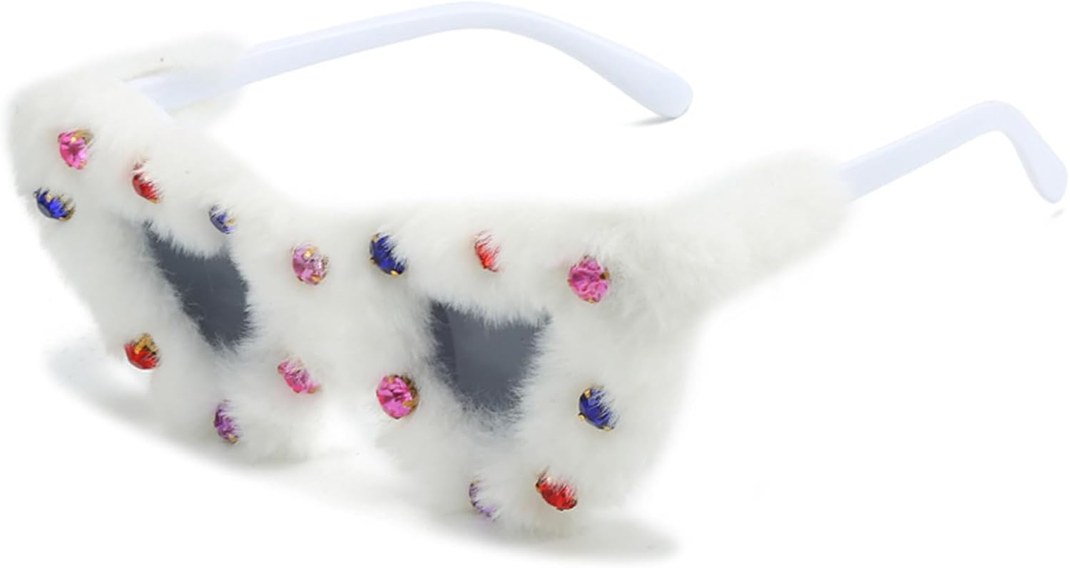 

Женские пушистые солнцезащитные очки в форме сердца, стильные очки в мягкой оправе для фестивалей, костюмированных мероприятий и вечеринок. Аксессуары для вечеринок ailov, Multicolor