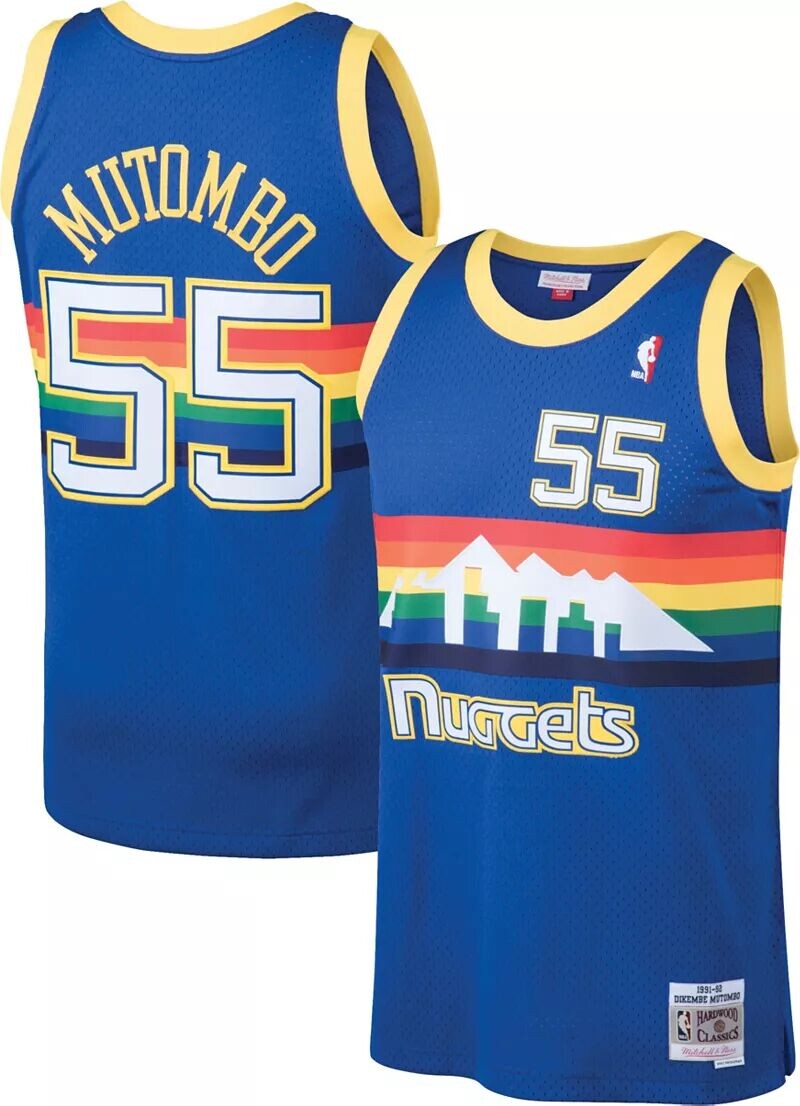 

Мужская майка Mitchell & Ness Denver Nuggets Дикембе Мутомбо #55 Swingman