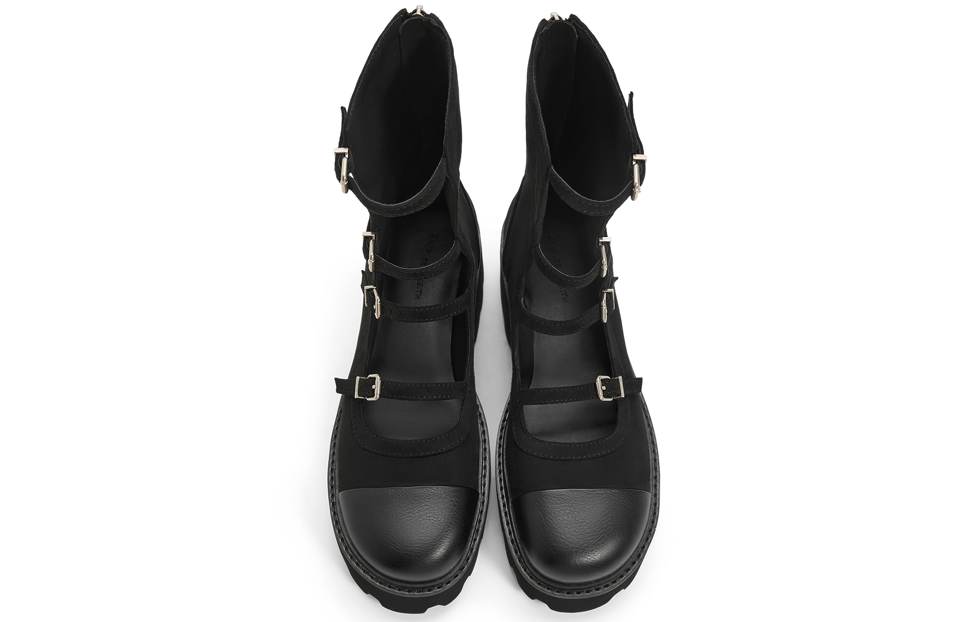CHARLES&KEITH Маленькие чёрные текстурированные женские ботинки на каблуке 5,4 см, цвет BLACK TEXTURED Black Textured — фото 3
