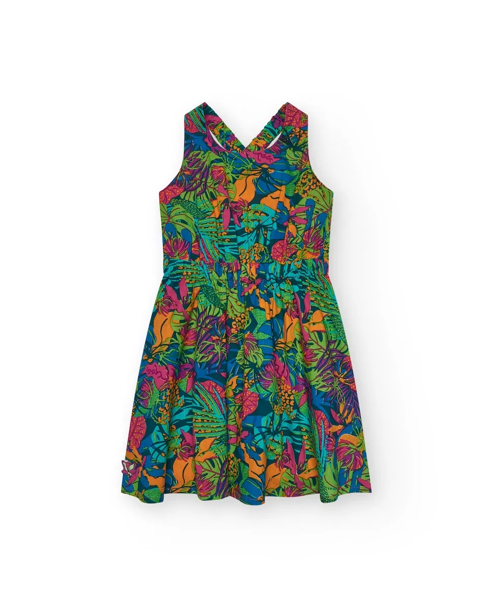 

Детское платье с тропическим принтом и перекрестными лямками Tuc Tuc, многоцветный