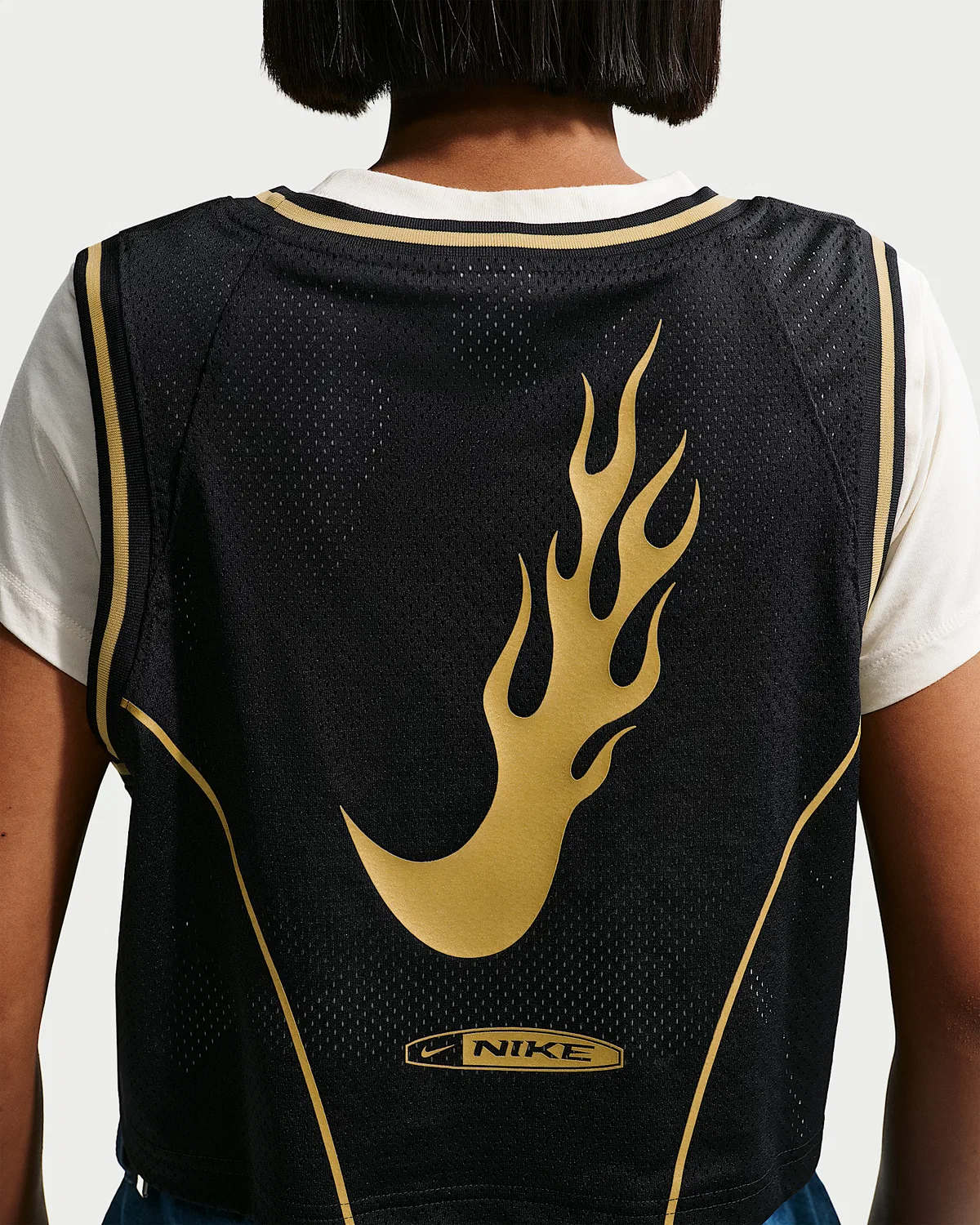 Женский укороченный джерси Nike Sportswear, Black/Buff Gold — фото 2