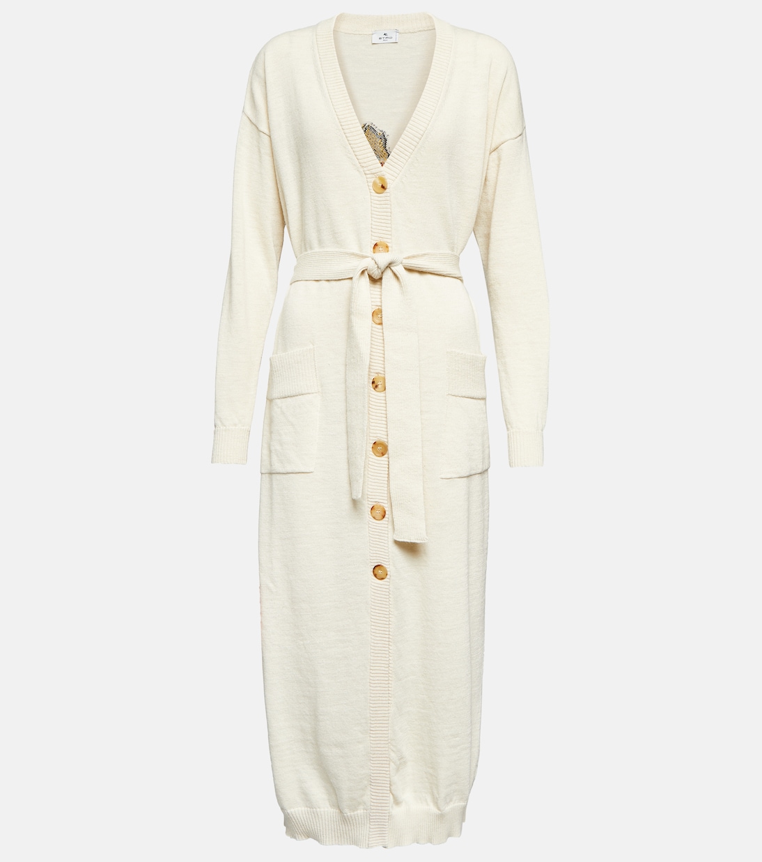 

Вышитый кардиган из шерсти, льна и хлопка Etro, белый