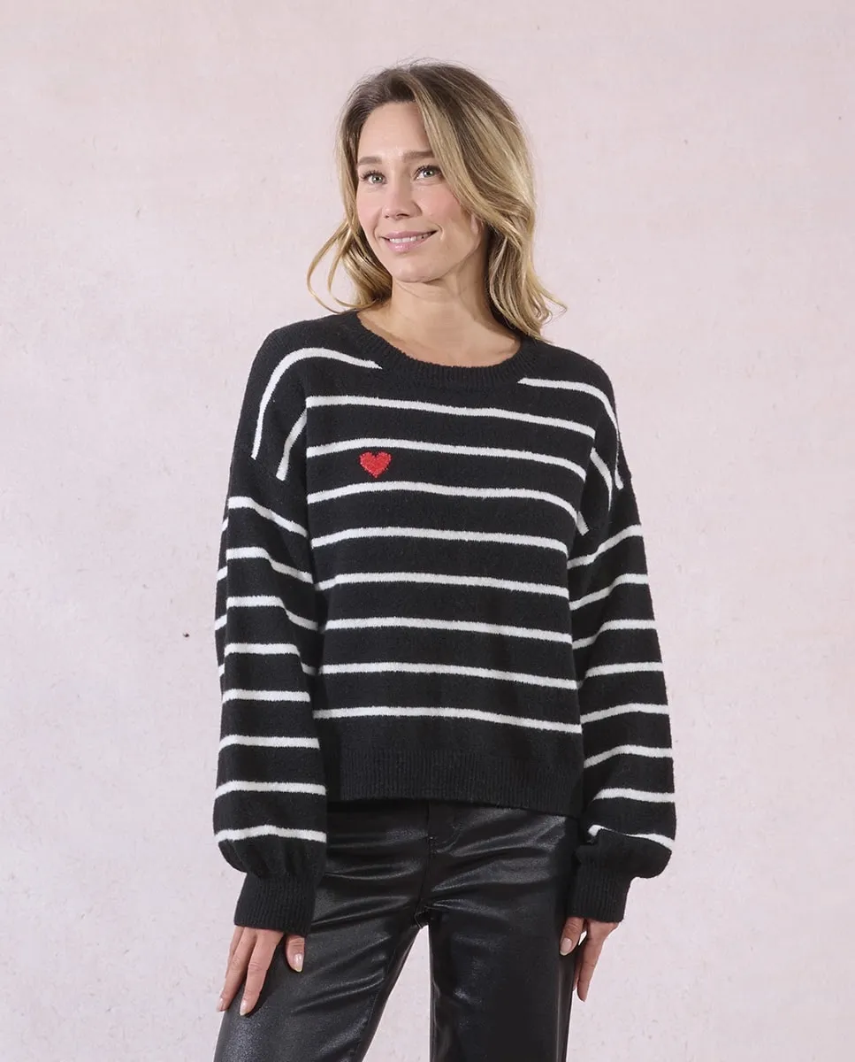 

Женский джемпер с длинным рукавом с принтом и сердечком Molly Bracken, черный