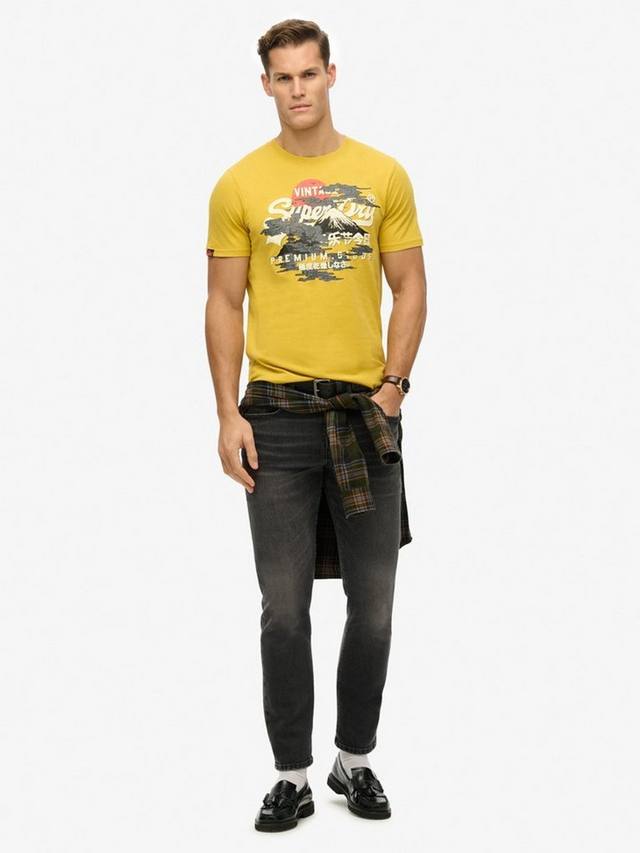 Винтажная футболка с логотипом из органического хлопка Superdry, цвет Oil Yellow — фото 3