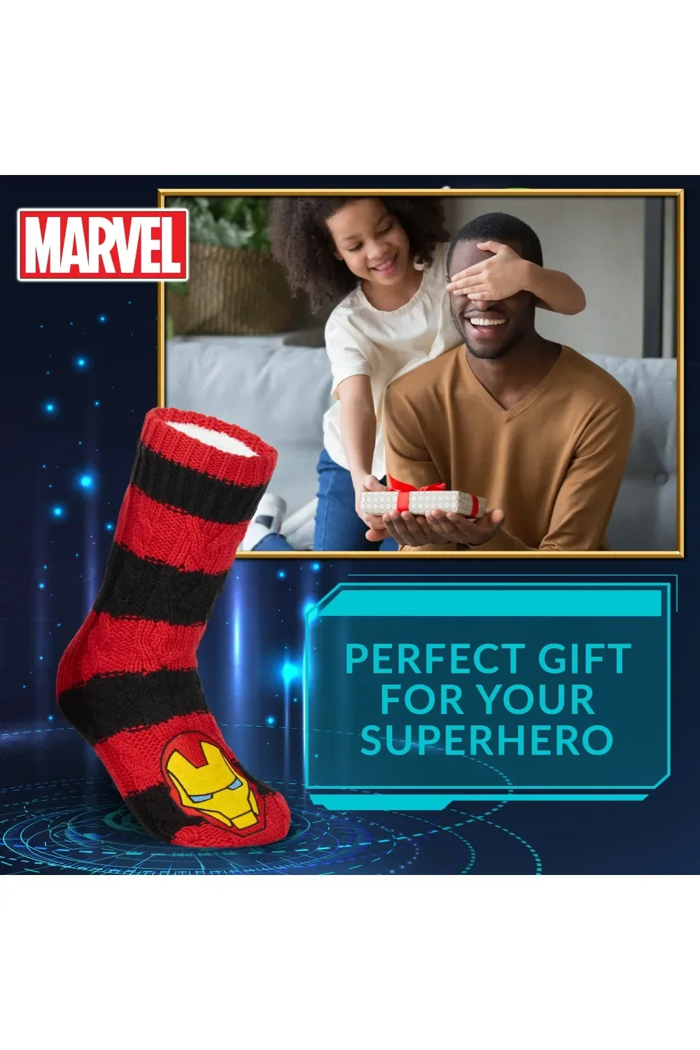 Тапочки-носки Marvel Iron Man с нескользящей подошвой, мультиколор — фото 3