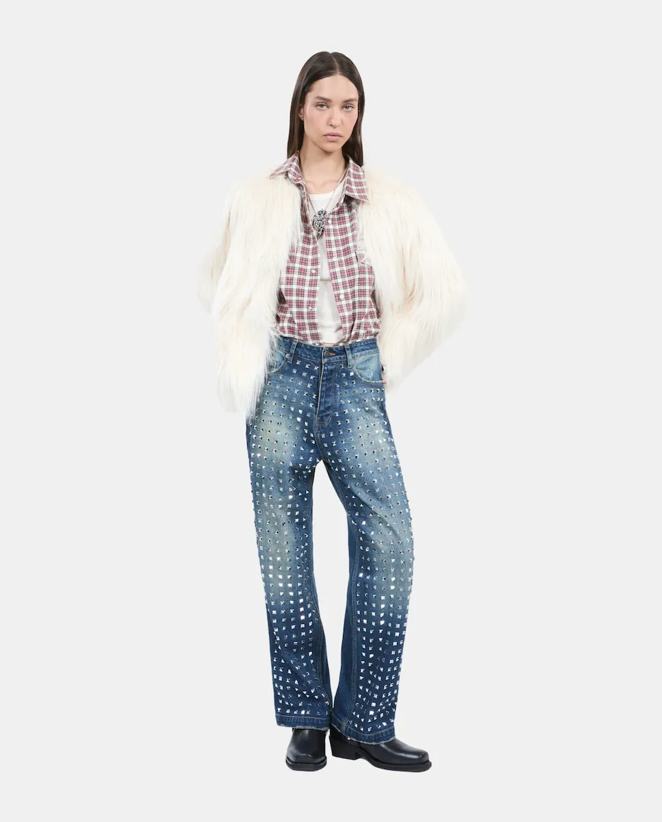 

Женские прямые джинсы средней посадки с заклепками The Kooples, синий