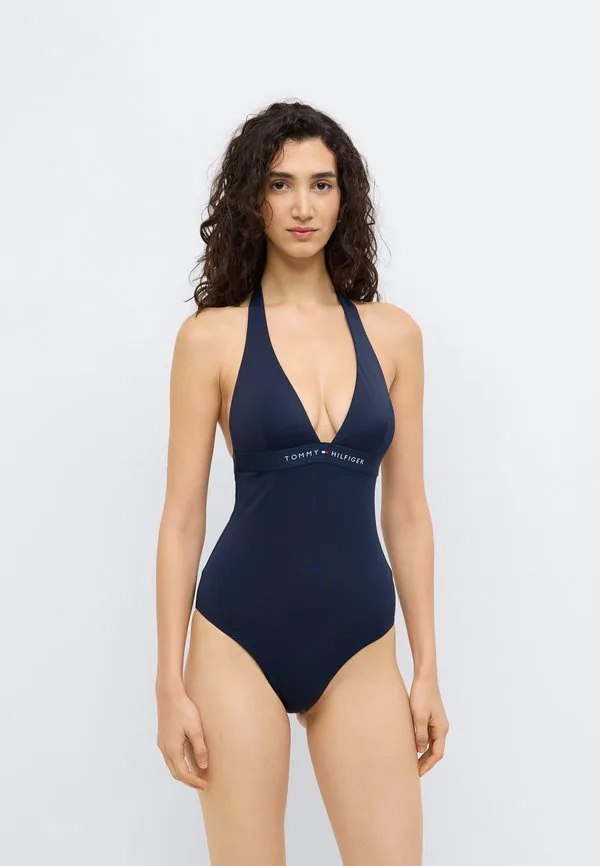 Купальник с оригинальным логотипом и завязками на шее. Tommy Hilfiger, Dark Night Navy — фото 3
