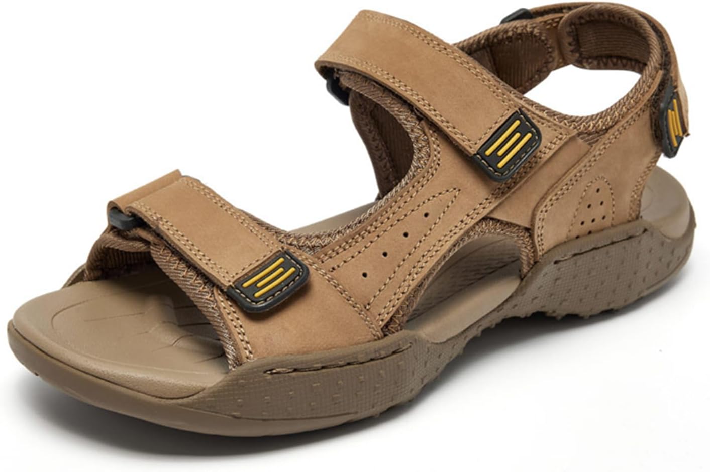 

Мужские походные сандалии с открытым носком, спортивные кожаные сандалии, легкие, противоскользящие, для трекинга, прогулок и водные повседневные тапки Abborora, светло-коричневый