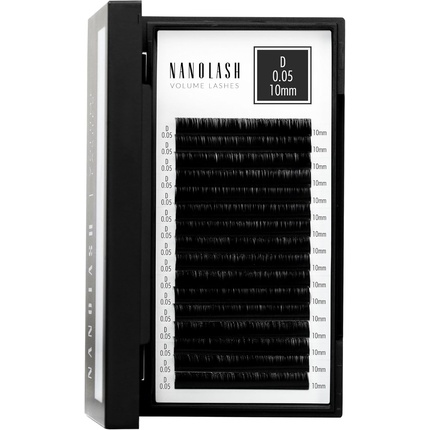 Накладные ресницы Volume Lashes для профессионального наращивания ресниц, объемное наращивание ресниц 10 мм 0,05 D Nanolash