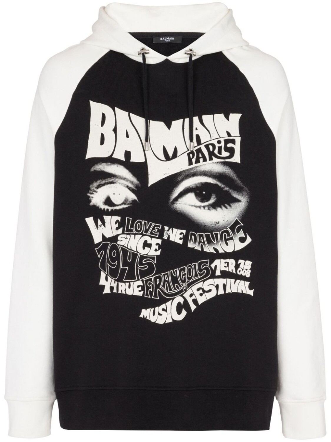 

Balmain худи с кулиской и принтом, черный