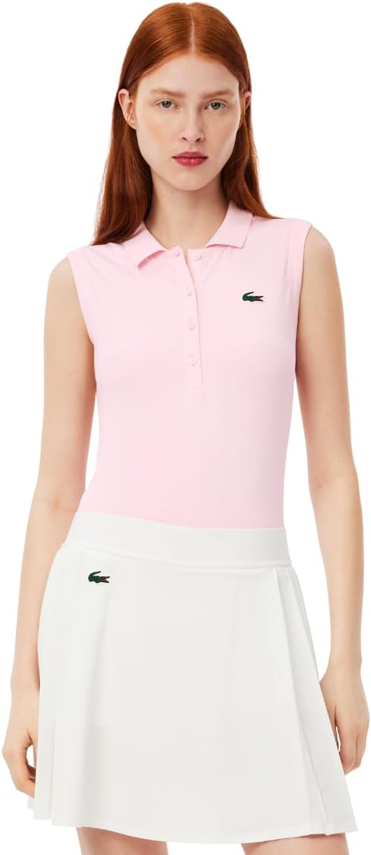 

Женская спортивная поло Lacoste для гольфа, облегающая, с защитой от ультрафиолета и эластичным материалом, Flamingo