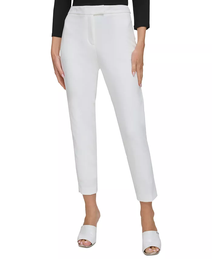 

Элегантные узкие брюки Essential Slim Leg с заниженной линией низа DKNY, слоновая кость/кремовый